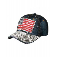 's Bling Studded Rhinestone Adjustable Denim Solid Baseball Cap Hat  eb-12655538